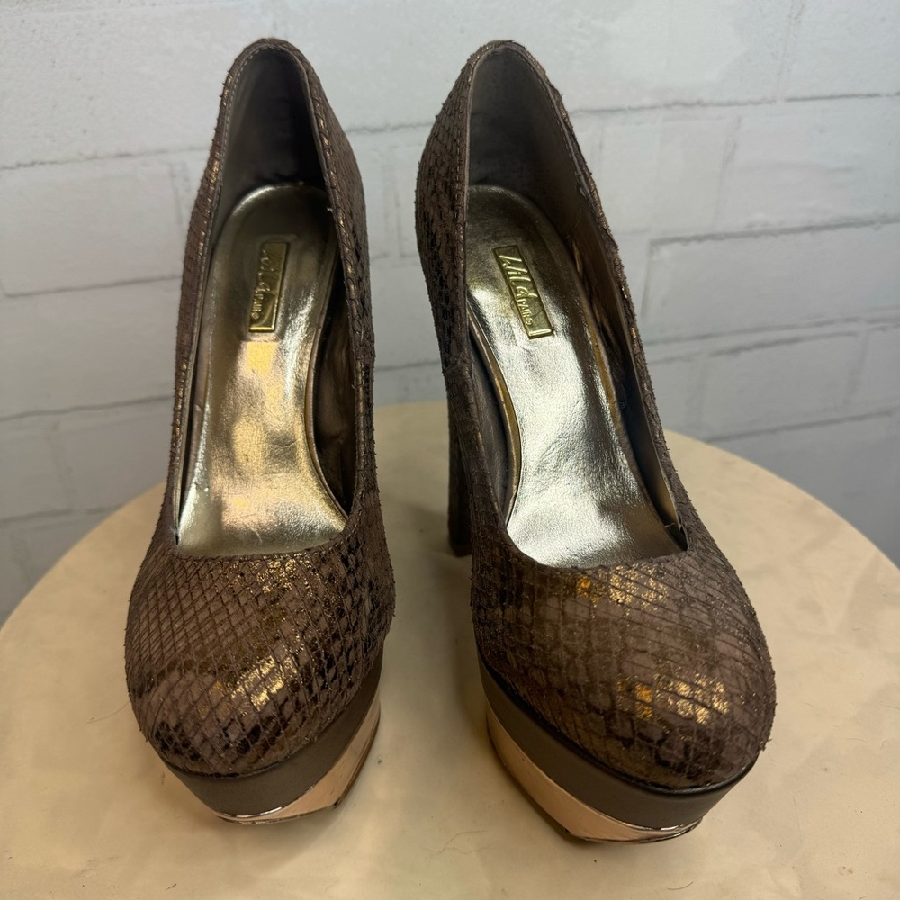 Wildpair - Metallic Python Chunky Block Heel Plat… - image 6